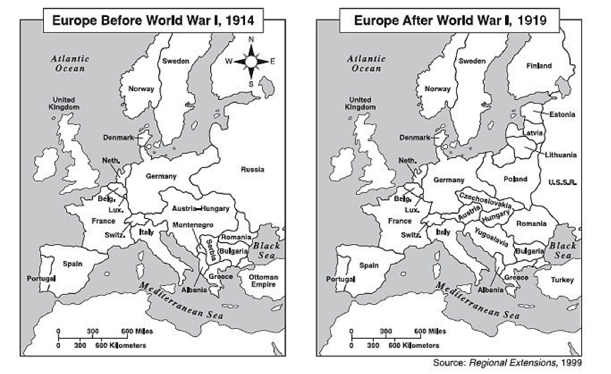 Map 5: Europe before and after WW1