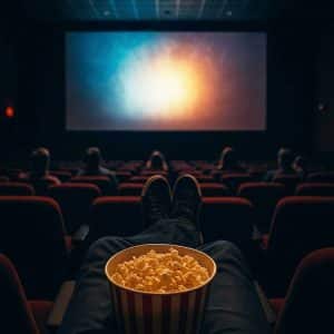 Man watching a movie at the cinema