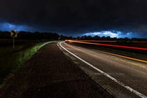 Country road at night