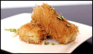 Rolled kenafa with pistachios