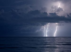 Lightning over the ocean