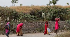Refugees on the side of the road