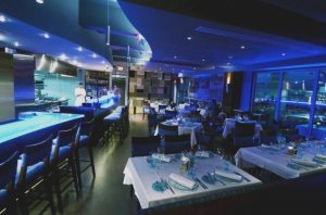 Blue restaurant interior